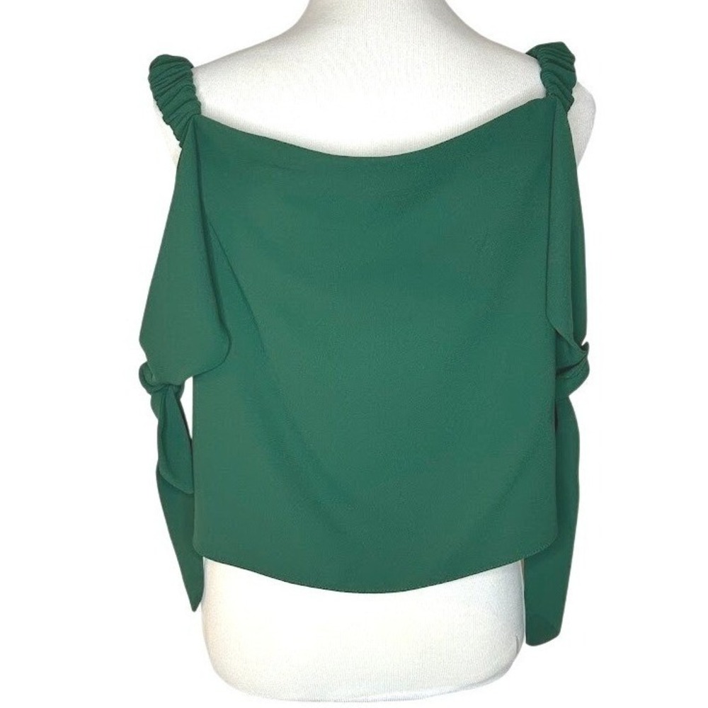 Topshop‎ Womens Emerald Green Off The Shoulder Arm Tie Blouse Size US 6 UK 10